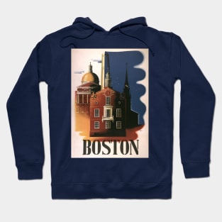 Vintage Travel Poster, Boston, Massachusetts Hoodie